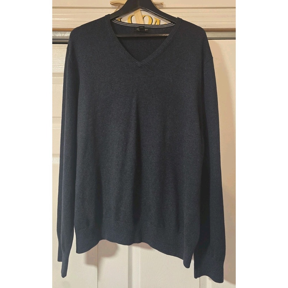 Banana Republic Luxury‎ Blend Sweater Men's XXL Blue V-Neck Cashmere Silk